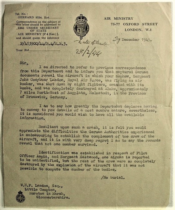 Landon - Air Ministry letter 1